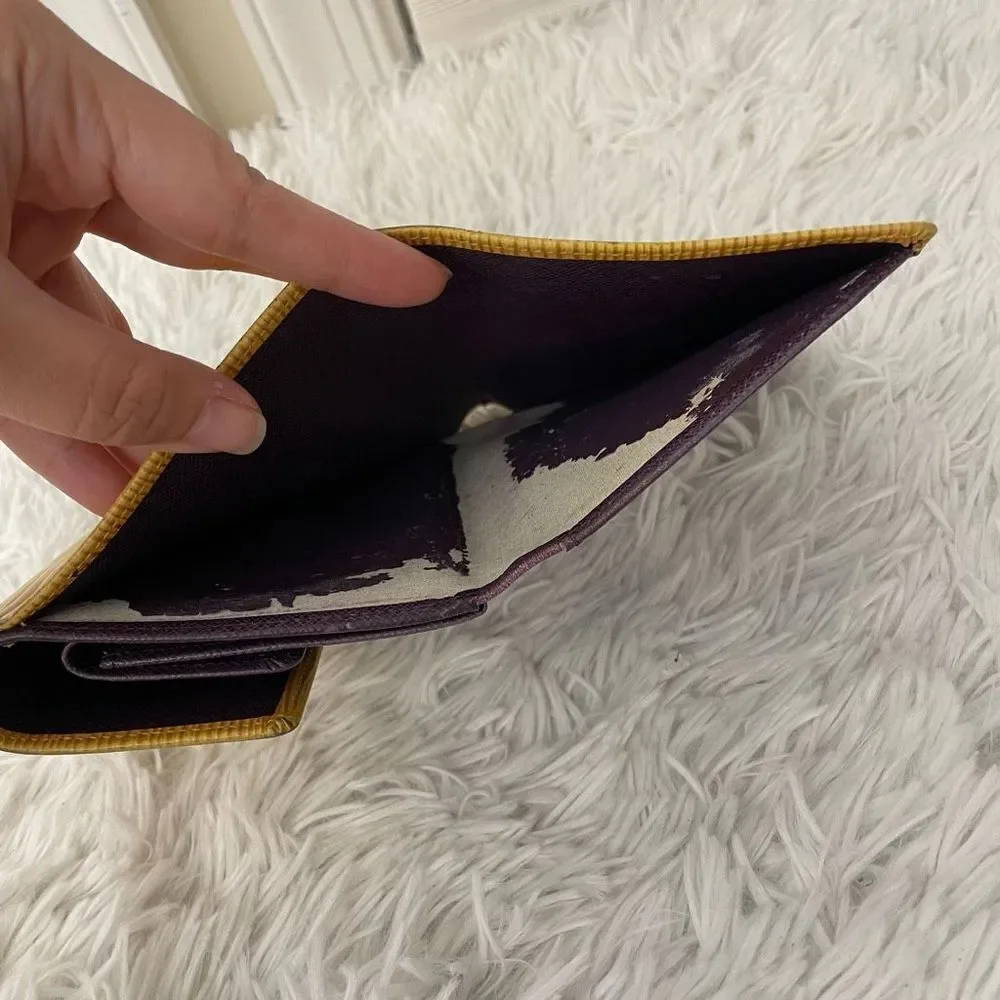 LOUIS VUITTON Trifold‎ Snap Yellow Leather Epi Wallet, Purple Lined
